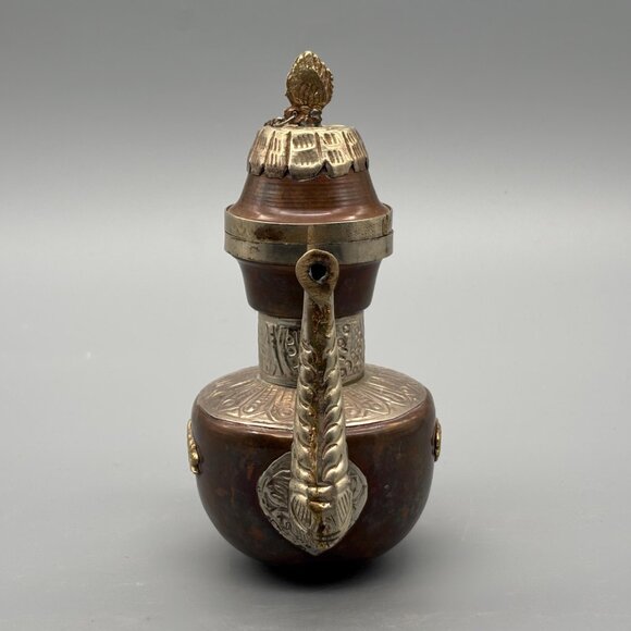 Vintage Tibetan Copper And Brass Teapot With Dragon Motif And Ornate Sculpted - Picture 2 of 8